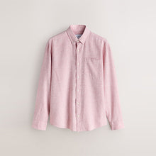 Load image into Gallery viewer, Pink Button Down Collar Cotton Linen Blend Long Sleeve Shirt
