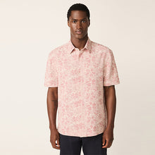 Load image into Gallery viewer, Pink Textured Floral Print Short Sleeve Shirt
