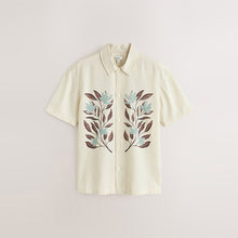 Load image into Gallery viewer, Neutral N.Premium Linen Tencel Blend Floral Print Short Sleeve Shirt
