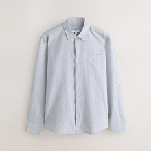 Load image into Gallery viewer, Grey Regular Fit Stripe Cotton Long Sleeve Shirt
