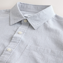 Load image into Gallery viewer, Grey Regular Fit Stripe Cotton Long Sleeve Shirt
