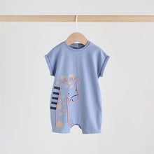 Load image into Gallery viewer, Blue Safari Jersey Baby Rompers 3 Pack
