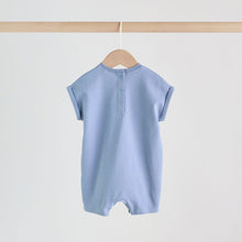 Load image into Gallery viewer, Blue Safari Jersey Baby Rompers 3 Pack
