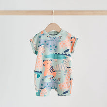 Load image into Gallery viewer, Blue Safari Jersey Baby Rompers 3 Pack
