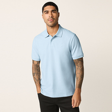 Load image into Gallery viewer, Light Blue Marl Regular Fit Short Sleeve Pique Polo Shirt
