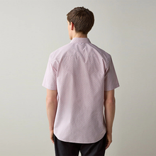 Load image into Gallery viewer, Pink Diamond Jacquard Regular Fit Short Sleeve 100% Cotton Smart Textured Trimmed Shirt
