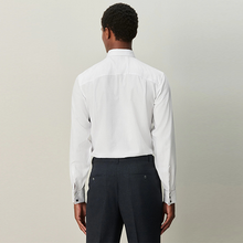 Load image into Gallery viewer, White Regular Fit 100% Cotton Textured Long Sleeve Formal Shirt with Trim
