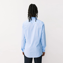 Load image into Gallery viewer, Light Blue Stripe Slim Fit Cotton Stretch Long Sleeve Formal Shirt
