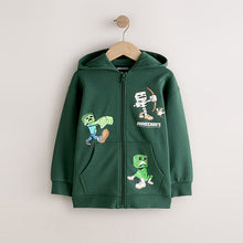 Load image into Gallery viewer, Green Minecraft Zip Through Hoodie (4-10yrs)
