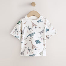 Load image into Gallery viewer, White Watercolour Dinosaurs Short Sleeve All-Over Print T-Shirt  (3mths-6yrs)
