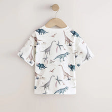 Load image into Gallery viewer, White Watercolour Dinosaurs Short Sleeve All-Over Print T-Shirt  (3mths-6yrs)
