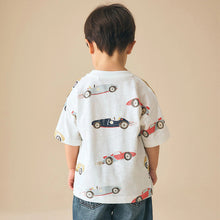 Load image into Gallery viewer, White Watercolour Car Short Sleeve All-Over Print T-Shirt (3mths-6yrs)
