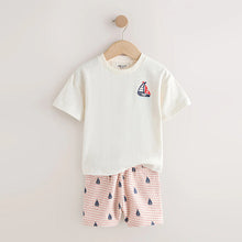 Load image into Gallery viewer, White Boat Embroidery Short Sleeve T-Shirt and Shorts Set (3mths-4yrs)
