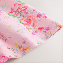 Load image into Gallery viewer, Pink Floral Stripe Short Sleeve Button Through Dress (3-11yrs)
