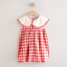 Load image into Gallery viewer, Red Check Collared Summer Dress (9mths-6yrs)
