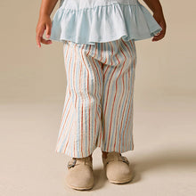 Load image into Gallery viewer, Ecru Red &amp; Blue Stripe Wide Leg Trousers (3mths-6yrs)
