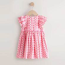 Load image into Gallery viewer, Pink Gingham Cherry Double Ruffle Sleeve Dress (3mths-6yrs)
