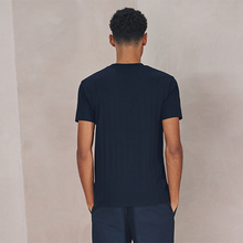 Load image into Gallery viewer, Navy N. Premium Modal Cotton Ribbed Textured Smart T-Shirt
