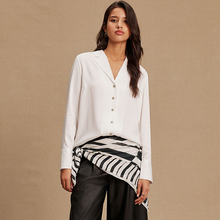 Load image into Gallery viewer, White Soft Revere Collar Long Sleeve Shirt
