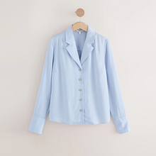 Load image into Gallery viewer, Pastel Blue Soft Revere Collar Long Sleeve Shirt
