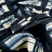 Load image into Gallery viewer, Navy Blue/Ecru Check Keyhole Detail Relaxed Long Sleeve Blouse
