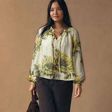 Load image into Gallery viewer, Ecru Floral Print Button Front Long Sleeve Blouse

