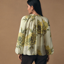Load image into Gallery viewer, Ecru Floral Print Button Front Long Sleeve Blouse
