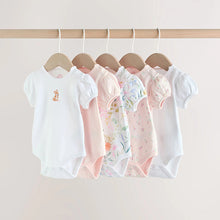 Load image into Gallery viewer, Pink Short Sleeve Baby Bodysuits 5 Pack

