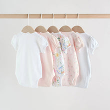 Load image into Gallery viewer, Pink Short Sleeve Baby Bodysuits 5 Pack
