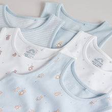 Load image into Gallery viewer, Blue 5 Pack Baby Bear Vest Bodysuits
