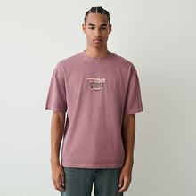 Load image into Gallery viewer, Purple Washed Relaxed Fit Graphic Print Heavy Weight T-Shirt
