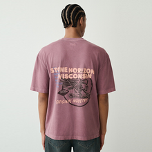Load image into Gallery viewer, Purple Washed Relaxed Fit Graphic Print Heavy Weight T-Shirt
