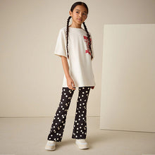 Load image into Gallery viewer, Black/White Spot 1 Pack Rib Flare Leggings (3-12yrs)

