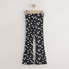 Load image into Gallery viewer, Black/White Spot 1 Pack Rib Flare Leggings (3-12yrs)
