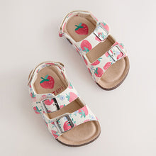 Load image into Gallery viewer, Red/White Strawberry Standard Fit (F) Double Buckle Cushioned Footbed Sandals
