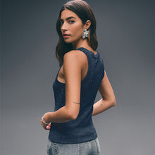 Load image into Gallery viewer, Navy Ribbed Racer Tank
