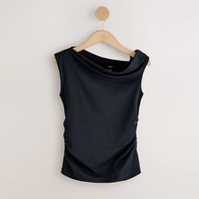Load image into Gallery viewer, Black Asymmetric Shoulder Sleeveless Top
