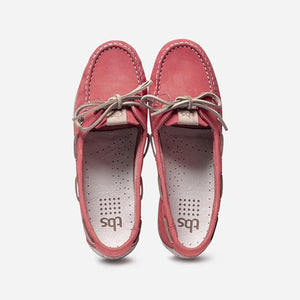 Women's Boat Shoes Leather Red Beige