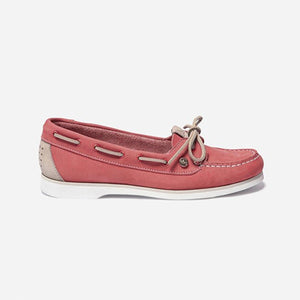 Women's Boat Shoes Leather Red Beige