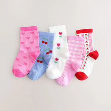 Load image into Gallery viewer, Pink Cotton Rich Cherry Ankle Socks 5 Pack
