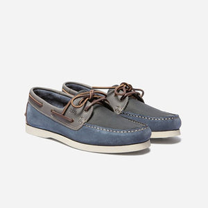 Men's Boat Shoes Blue Velvet Leather