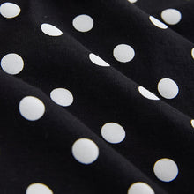 Load image into Gallery viewer, Black/White Polka Dot Relaxed Boxy Elbow Length Crew Neck T-Shirt
