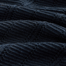 Load image into Gallery viewer, Navy Blue Regular Fit Ribbed Texture Knitted T-Shirt

