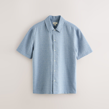Load image into Gallery viewer, Blue Textured Waffle Short Sleeve Shirt
