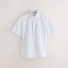 Load image into Gallery viewer, White Short Sleeve N.Premium 100% Cotton Regular Fit Oxford Shirt

