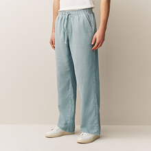 Load image into Gallery viewer, Light Blue Relaxed Fit Cotton Elasticated Drawstring Trousers
