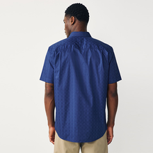 Load image into Gallery viewer, Sapphire Blue Regular Fit Short Sleeve 100% Cotton Smart Textured Trimmed Shirt

