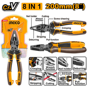 INGCO 8-IN-1 MULTI-FUNCTION COMBINATION PLIERS