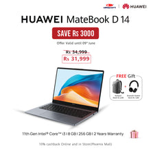 Load image into Gallery viewer, HUAWEI Matebook D 14 i3 8 + 256GB

