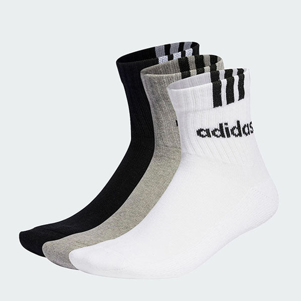 3-Stripes Linear Half-Crew Cushioned Socks 3 Pairs